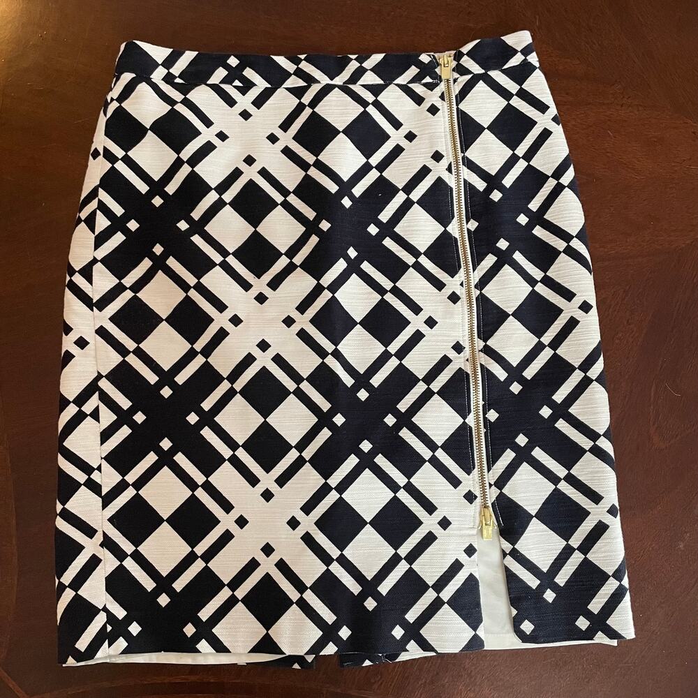 Talbots Lined Skirt 10 Petite Zip Abstract Business Casual